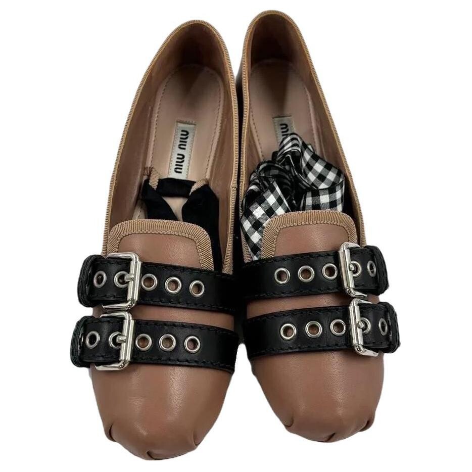 Женские туфли Miu Miu, коричневый — фото 4