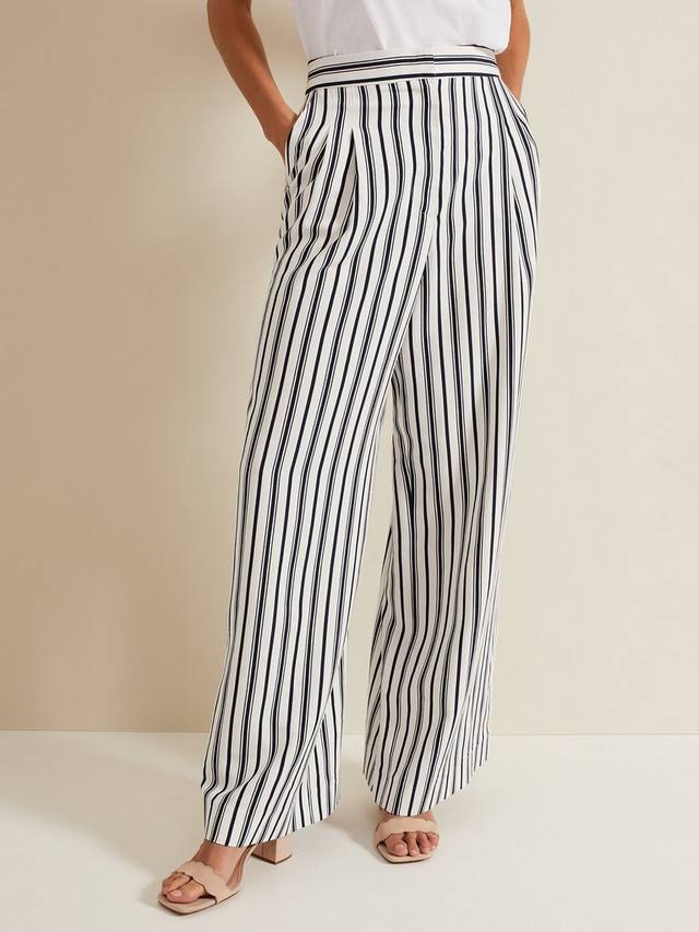 

Широкие брюки в полоску от selene Phase Eight, цвет Navy/Ivory