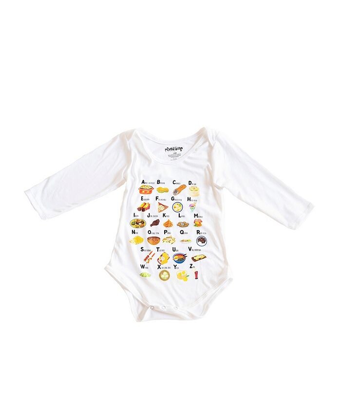 

Боди с длинными рукавами и рисунком Foods для мальчиков и девочек Mixed Up Clothing, белый