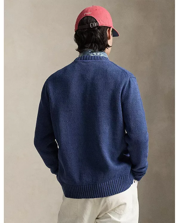 Льняной и хлопковый свитер Polo Bear Polo Ralph Lauren, Navy — фото 3