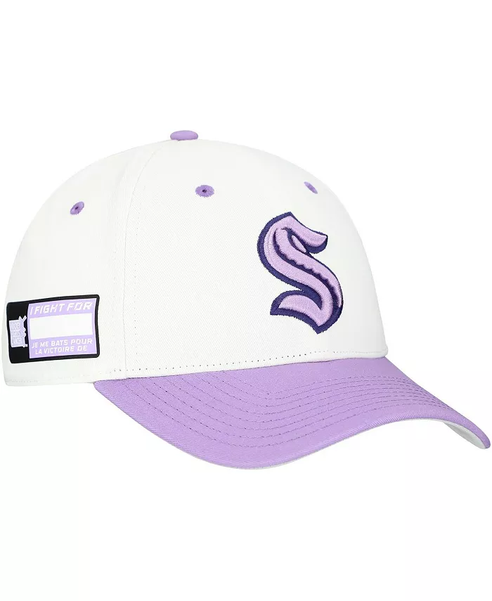 

Мужская бело-сиреневая регулируемая кепка Seattle Kraken Authentic Pro Hockey Fights Cancer Fanatics