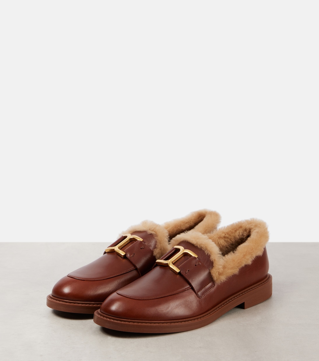 Кожаные мокасины Marcie с подкладкой из овчины Chloé, Cognac Brown — фото 4
