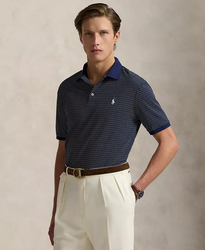

Мужская классическая поло из мягкого хлопка с принтом Polo Ralph Lauren, синий