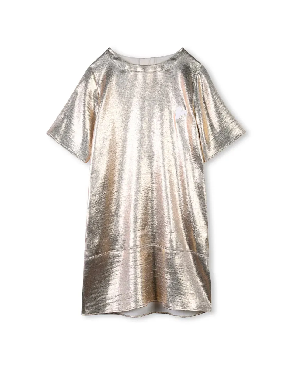 

Детское платье с металлизированным эффектом и короткими рукавами Zadig & Voltaire, золотой