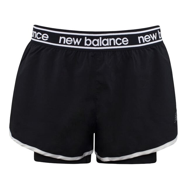 

Женские шорты 2 в 1 New Balance с логотипом и эластичной талией ws01177 bk New Balance, черный