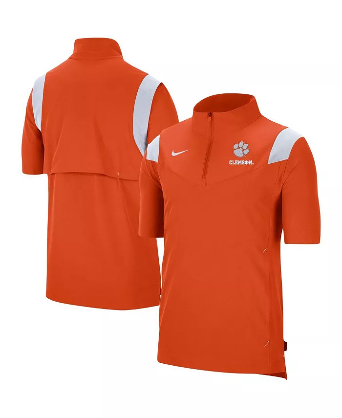 Мужская оранжевая куртка-квартер-зип с короткими рукавами Clemson Tigers Coach Nike — фото 2