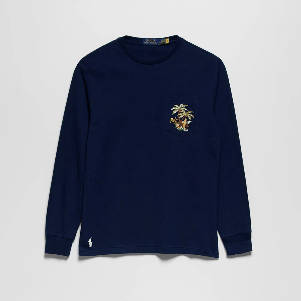 Мужская классическая футболка с вышивкой синяя от Polo Ralph Lauren