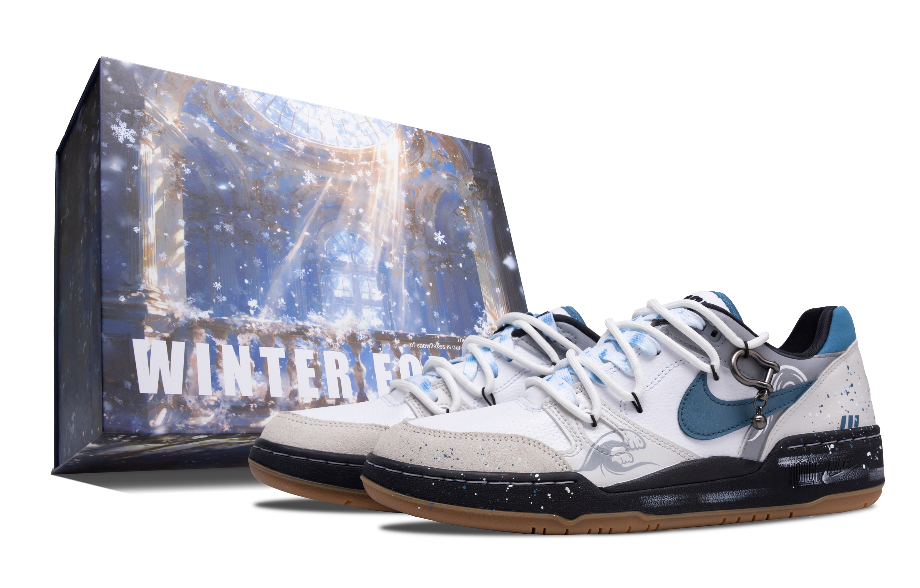 

Nike Кроссовки для скейтбординга Full Force The Sound Of The River, нескользящие, серо-синие, мужские