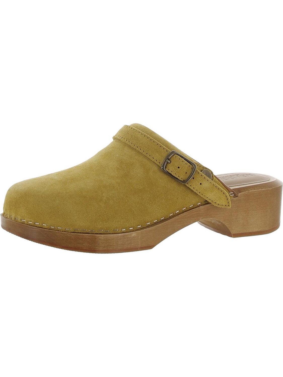 

Женские замшевые сабо с пряжкой REDONE, цвет Yellow Suede
