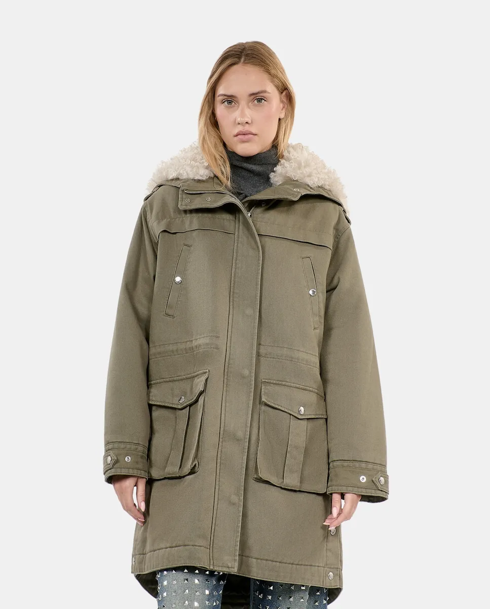 

Женская парка с капюшоном и регулируемыми манжетами The Kooples, зеленый