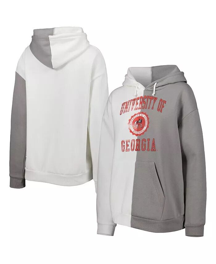 

Женский серый, белый пуловер с капюшоном Georgia Bulldogs Gameday Couture