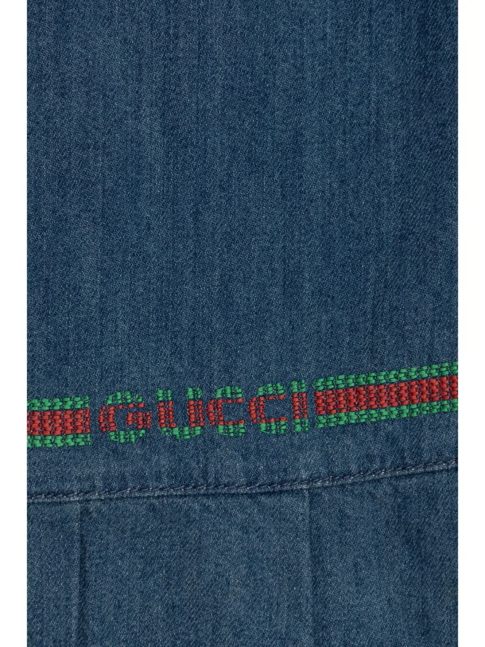 Джинсовое платье с вышивкой в виде сетки Gucci Kids, синий — фото 3