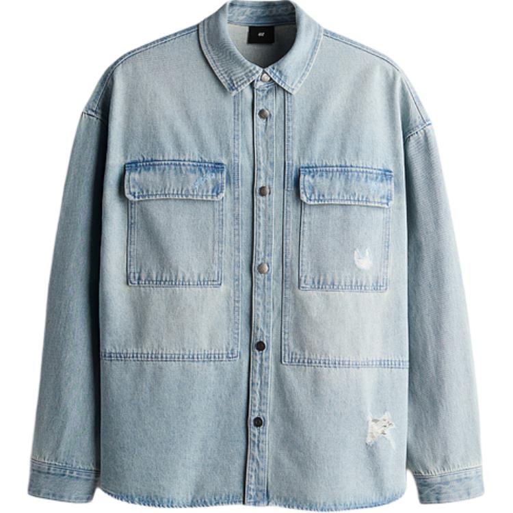 

H&M Джинсовая куртка мужская светло-синяя, Синий, H&M Джинсовая куртка мужская светло-синяя