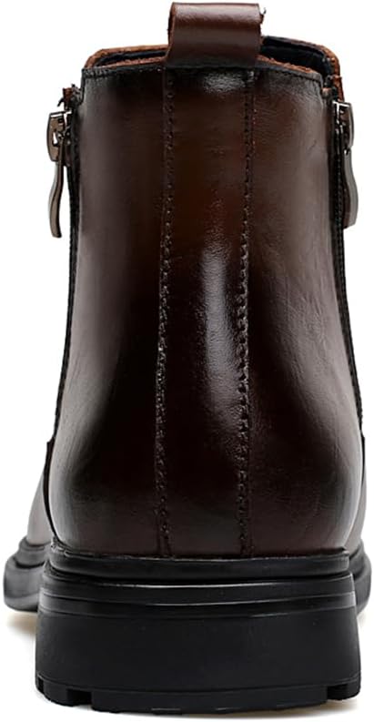 Мужские классические ретро черно-коричневые ботинки Челси с боковой молнией, модель оксфорд или чукка на щиколотку Abborora — фото 3