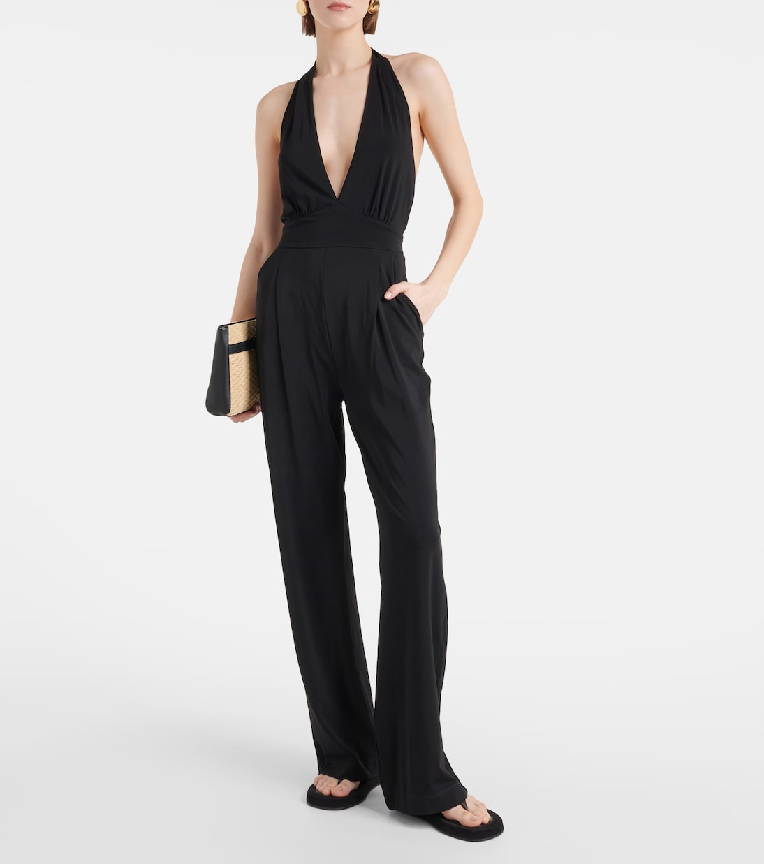 Хороший трикотажный комбинезон с халтернеем Max Mara, черный — фото 2