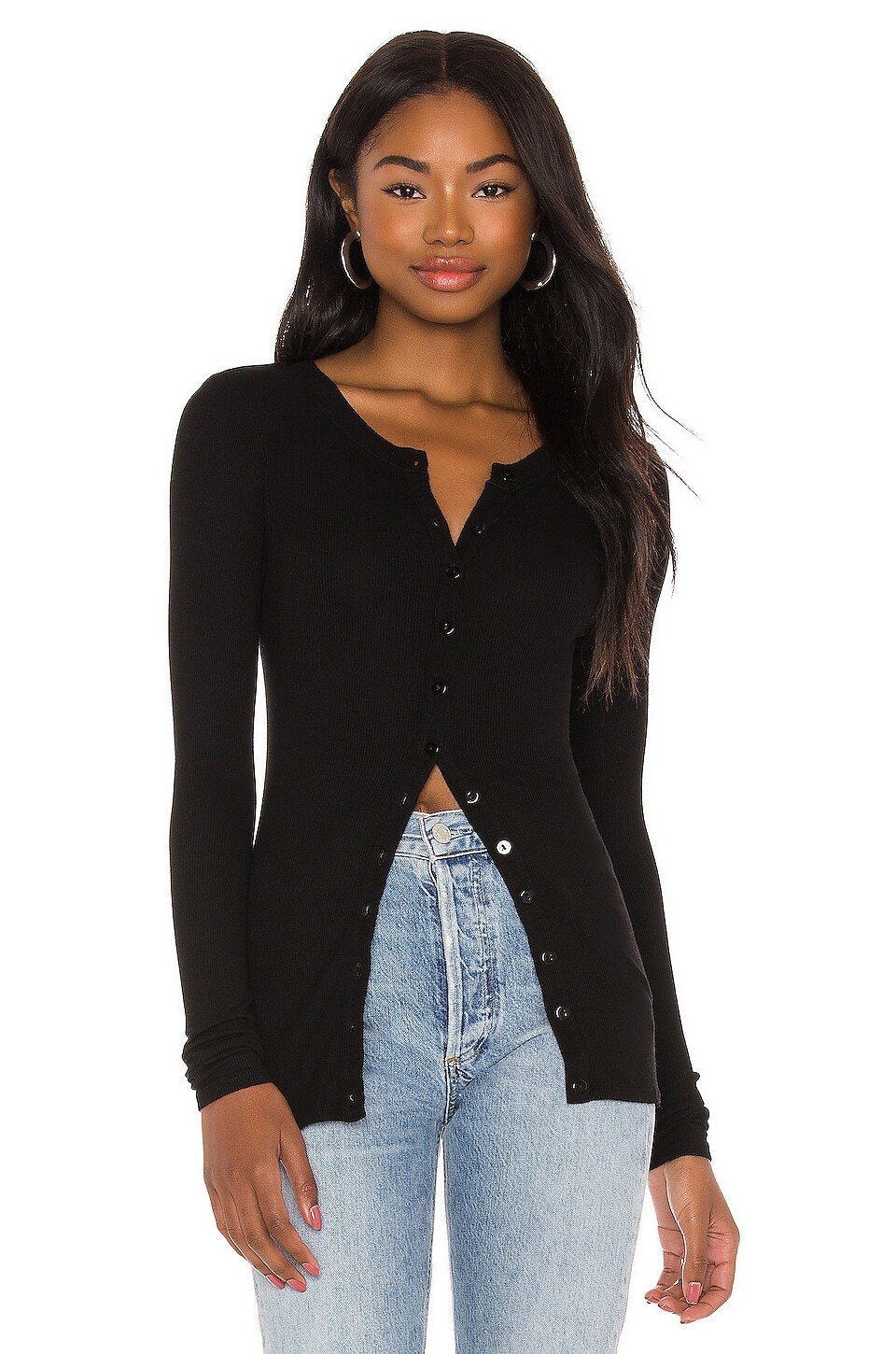 

Кардиган Enza Costa Silk Rib Fitted Long Sleeve, черный