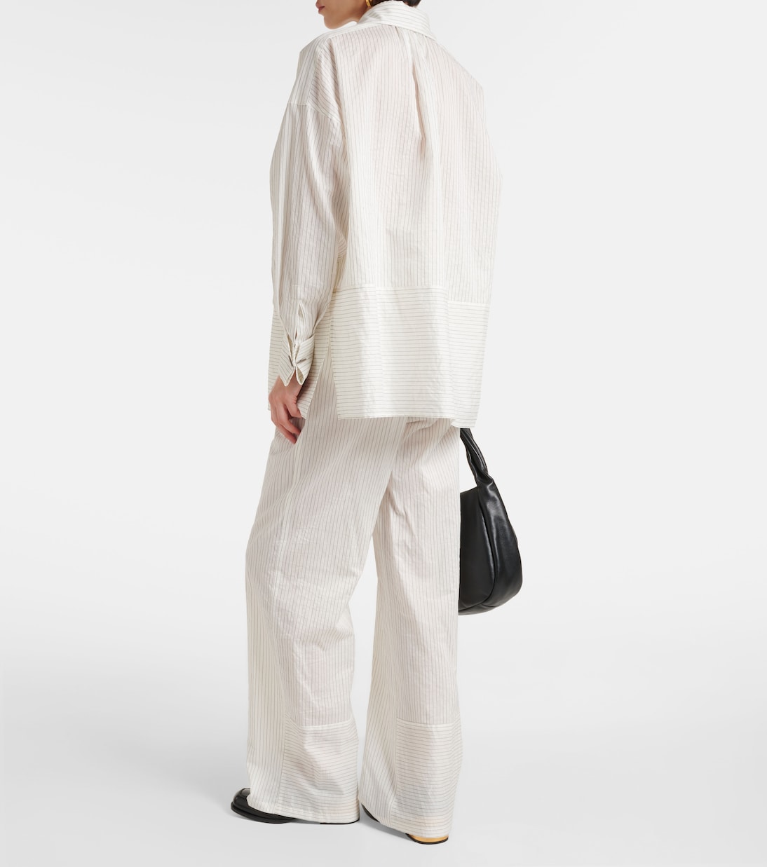Рубашка Saletta из хлопка и шелка в тонкую полоску Max Mara, Bianco — фото 3