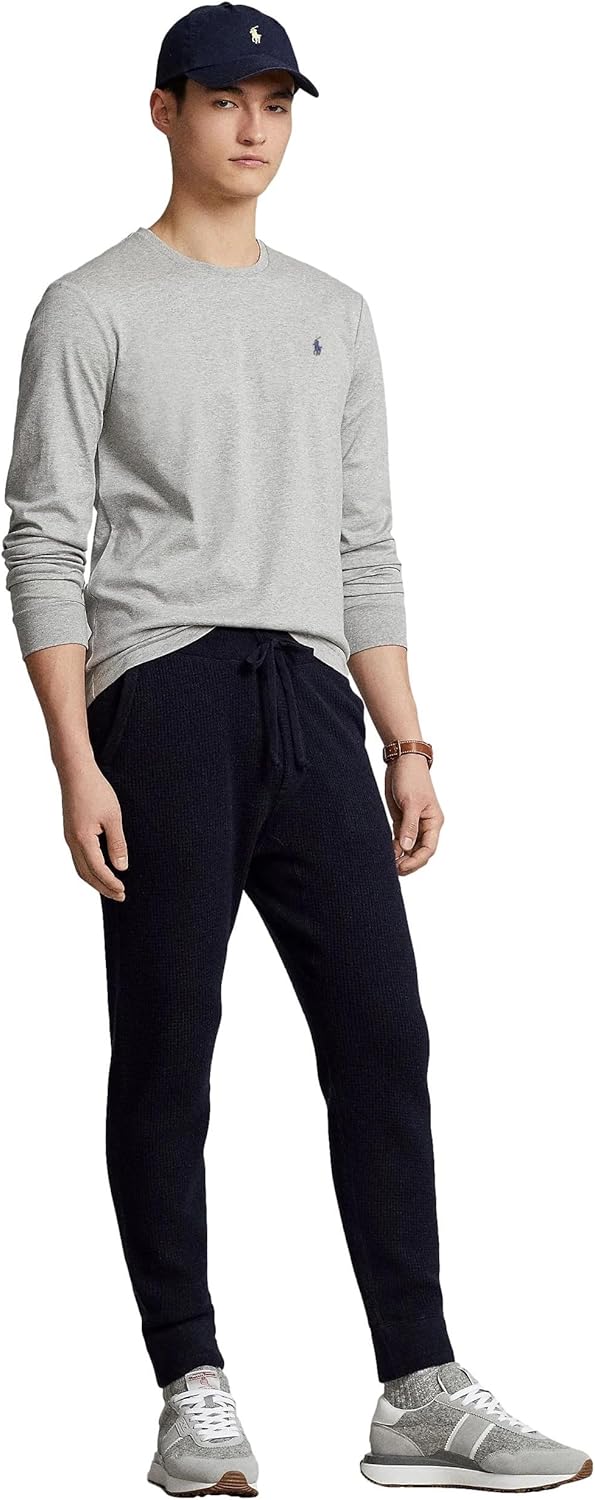 Мужская футболка POLO RALPH LAUREN Classic Fit Soft Touch с длинным рукавом, Ralph Lauren Grey Heather — фото 3