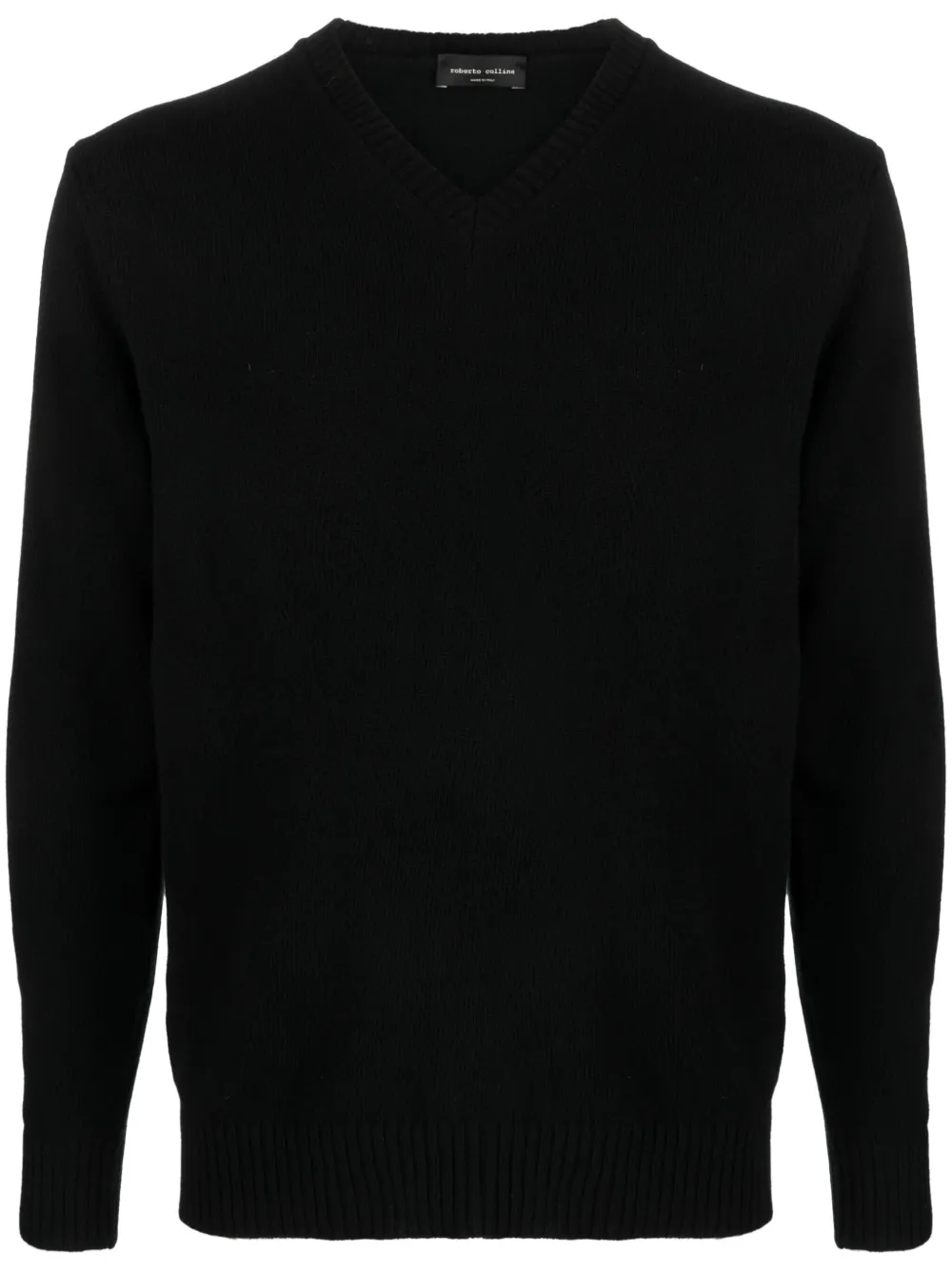 

Джемпер из шерсти мериноса с V-образным вырезом Roberto Collina, черный