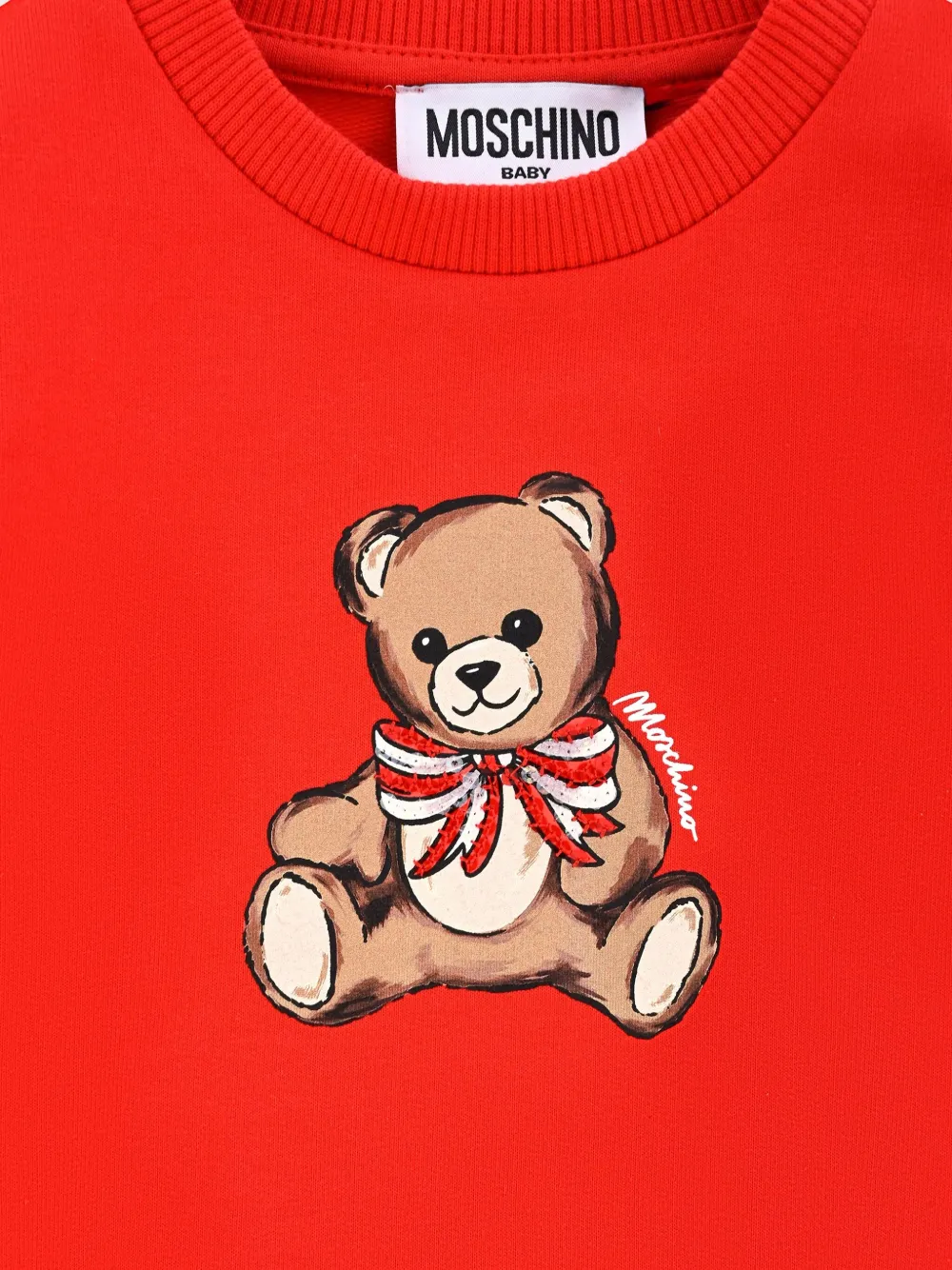 Толстовка с принтом Teddy Bear Moschino Kids, красный — фото 3