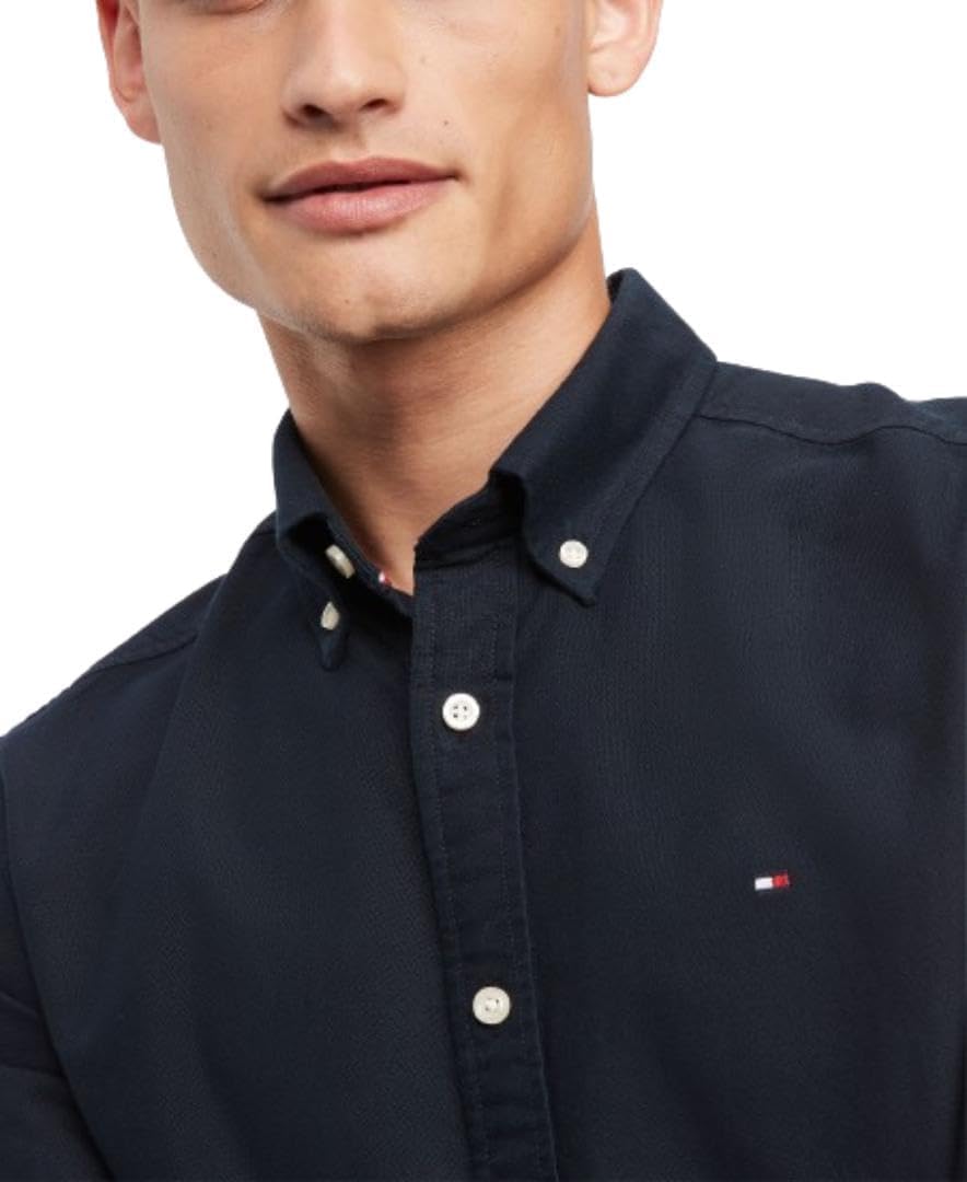 Мужская рубашка-оксфорд с длинным рукавом и застежкой на пуговицы Tommy Hilfiger, эластичный крой, классический крой, Desert Sky — фото 3