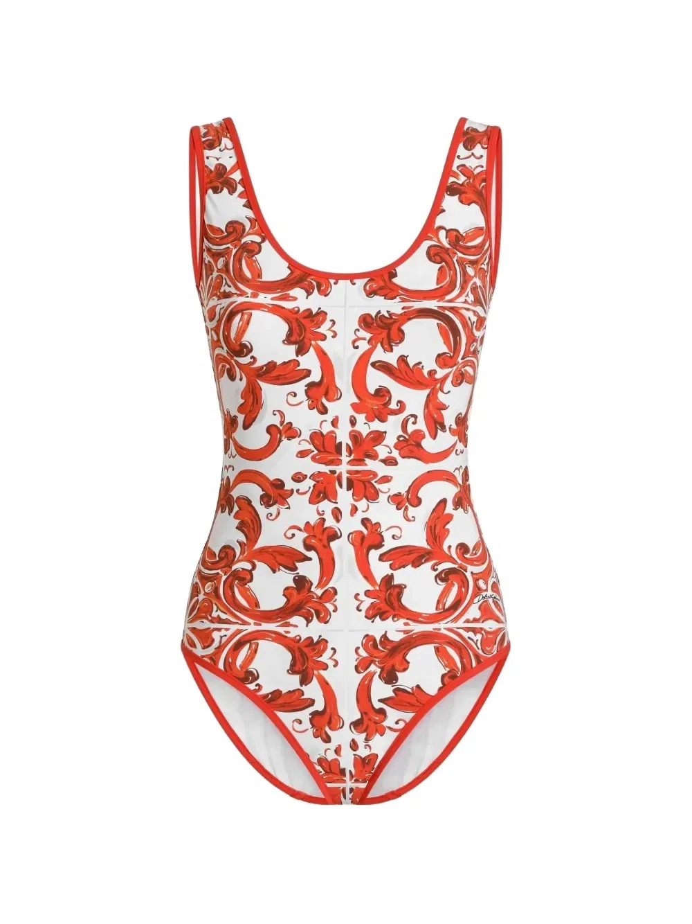 Купальник с принтом Majolica Dolce & Gabbana, белый