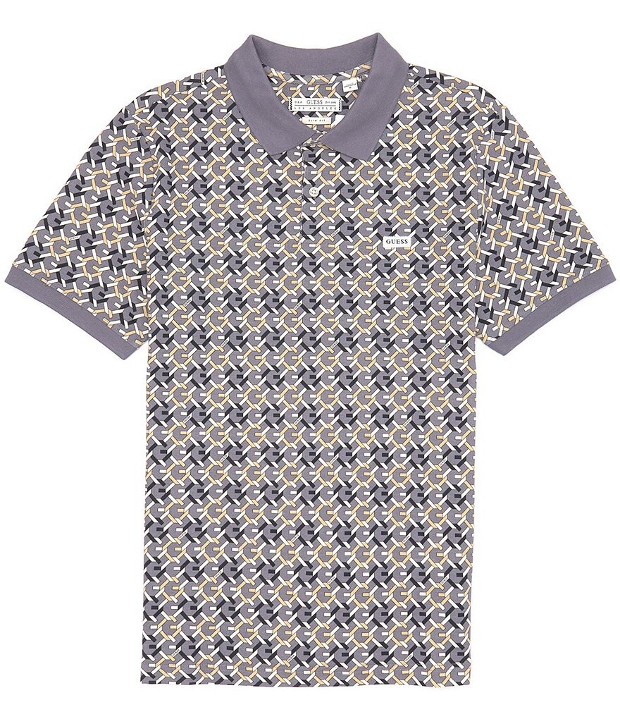 

Рубашка-поло из пике с короткими рукавами Guess, серый