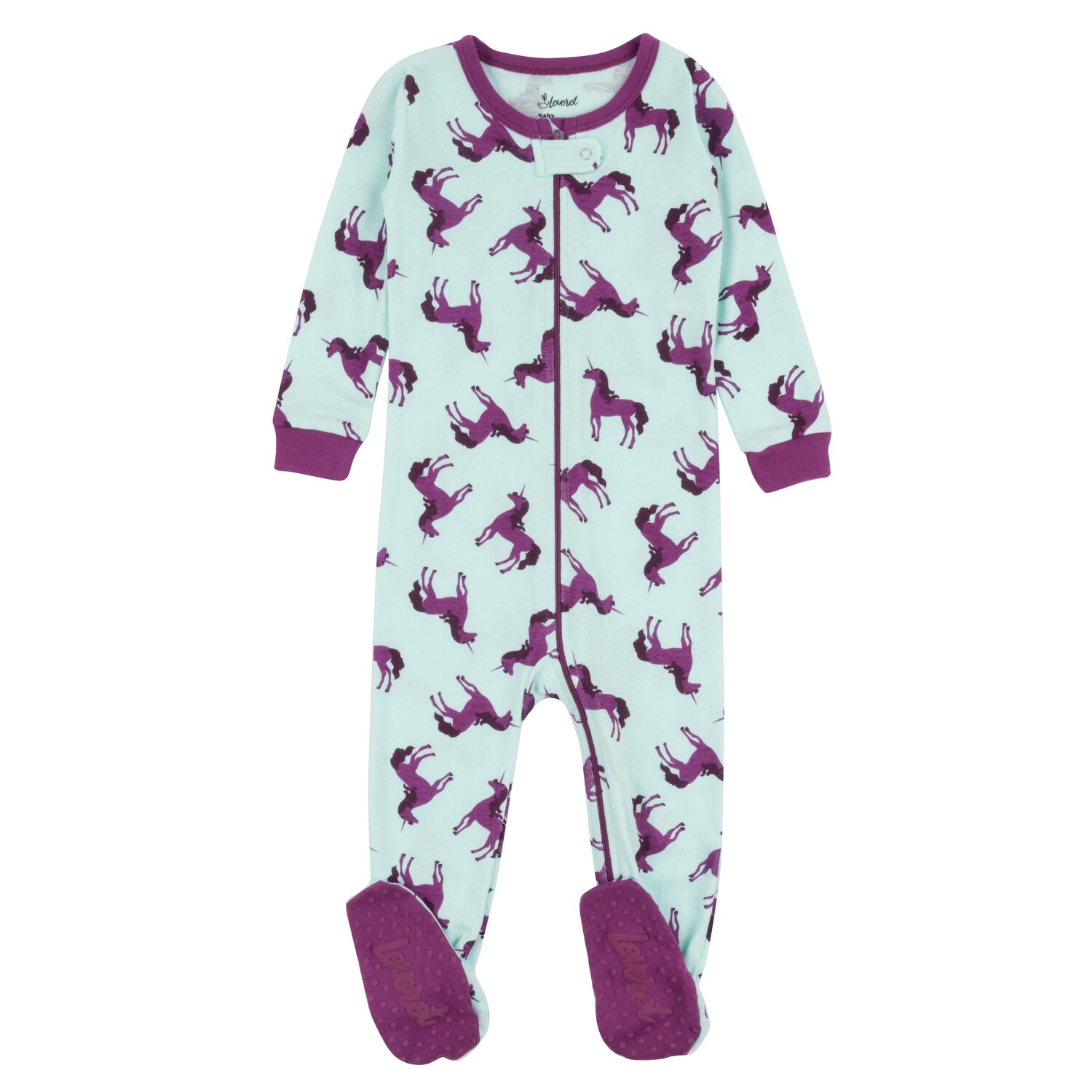 Детские хлопковые пижамы с единорогом, фиолетовые Leveret