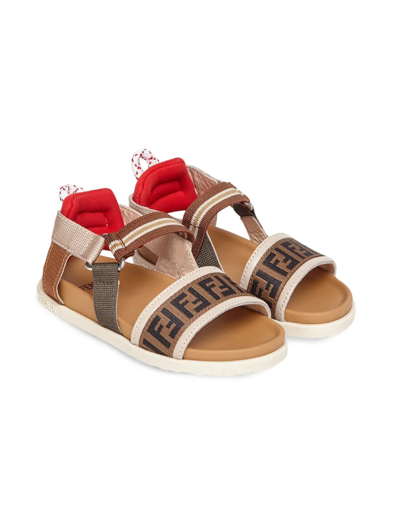 

Сандалии на липучках с логотипом Fendi Kids, коричневый