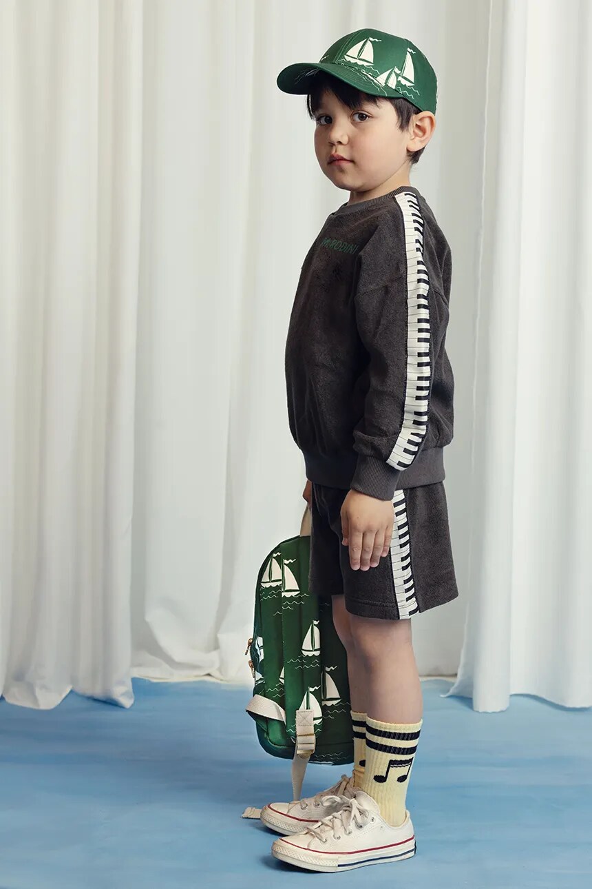 

Детская хлопковая толстовка, махровый рояль Mini Rodini, черный