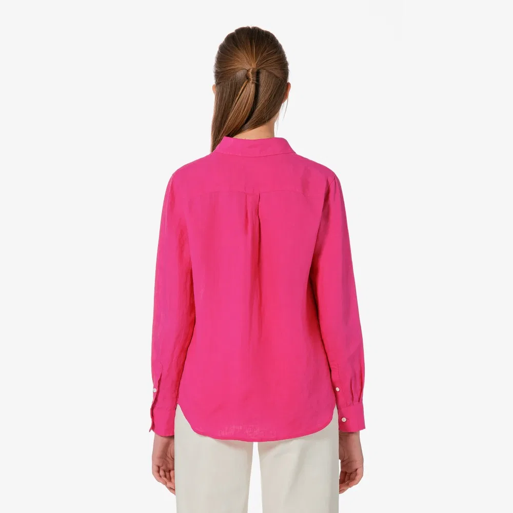 Рубашка Lacoste льняная Regular Fit, розовая — фото 3