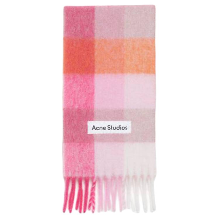 

Acne Studios Шарф в клетку с нашивкой-логотипом, Pink