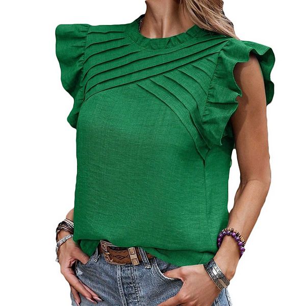 

Женский топ с коротким рукавом и плиссировкой на груди Clearflower, Green