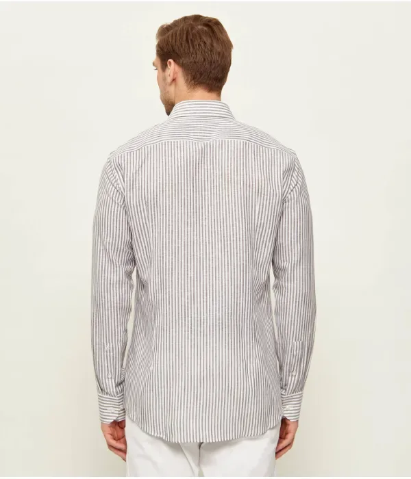 Льняная рубашка H-HANK-SP-B1-C1-261 slim fit Boss, коричневый — фото 3