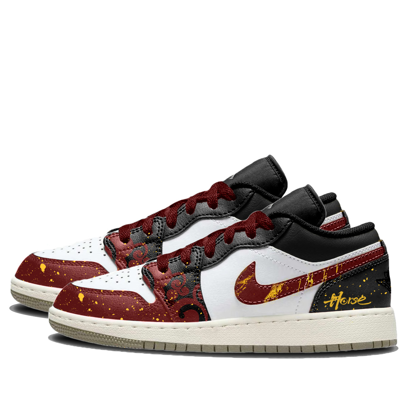 Jordan Air 1 Fiery Swift Shadow Slip Resistant Abrasion Resistant низкие детские баскетбольные кроссовки Black Red — фото 4