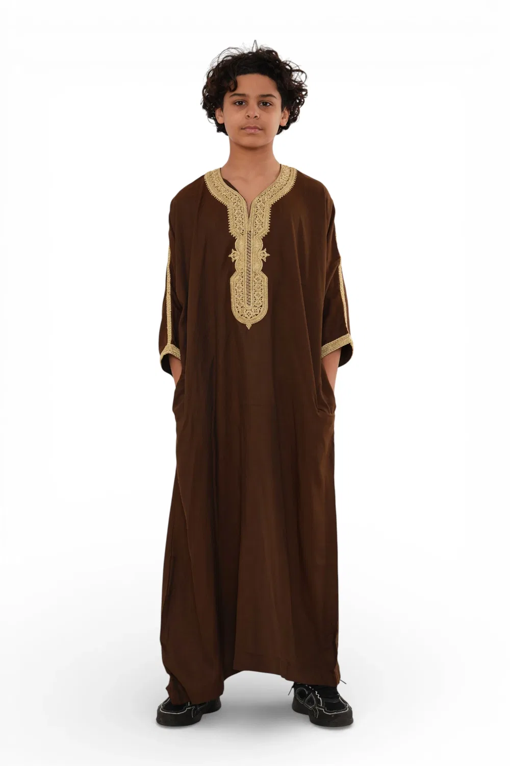 Arabic Thobes Детский халат для мальчиков Рамадан, коричневый марокканский халат Тобе Джеллаба Гандура Ид Джубба - K-HM67