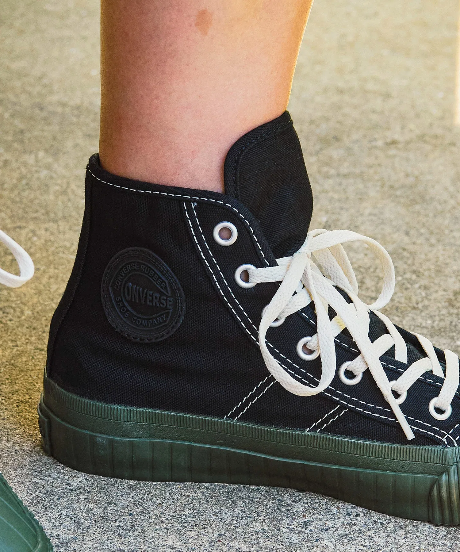 Унисекс кроссовки CONVERSE BIG C SF HI высокие, текстиль чёрные с зелёным — фото 2