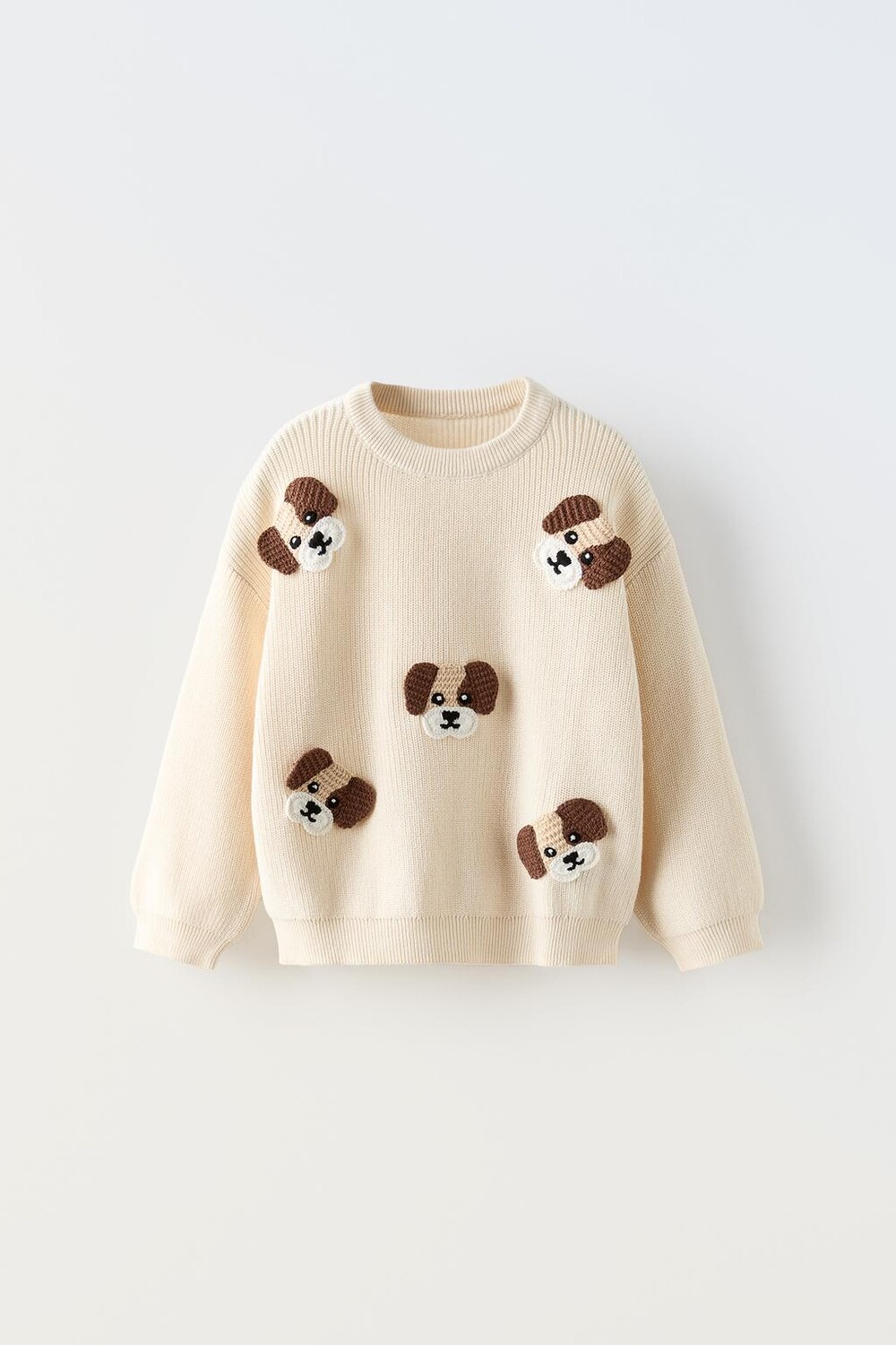 

Вязаный свитер с мотивами собаки ZARA, экрю