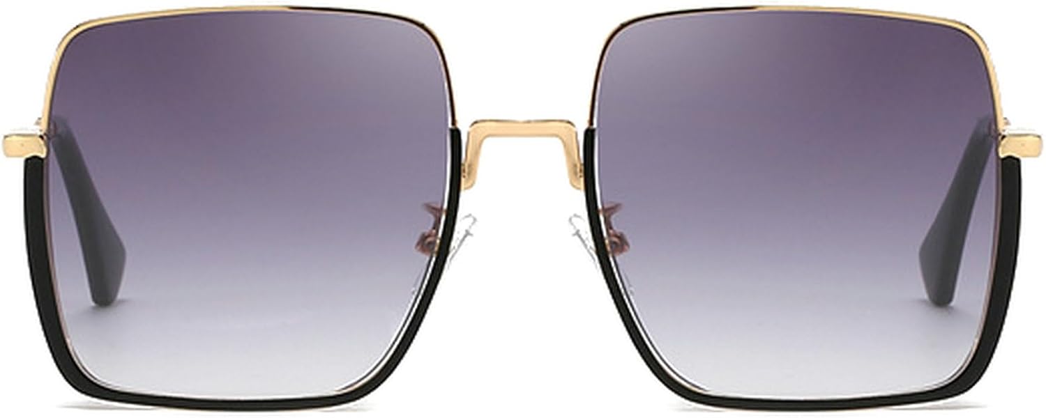 

Крупные квадратные солнцезащитные очки для женщин и мужчин, полуободковые, с защитой от УФ-излучения, мужские панк-очки, модные женские солнцезащитные очки mincl, Black Gray