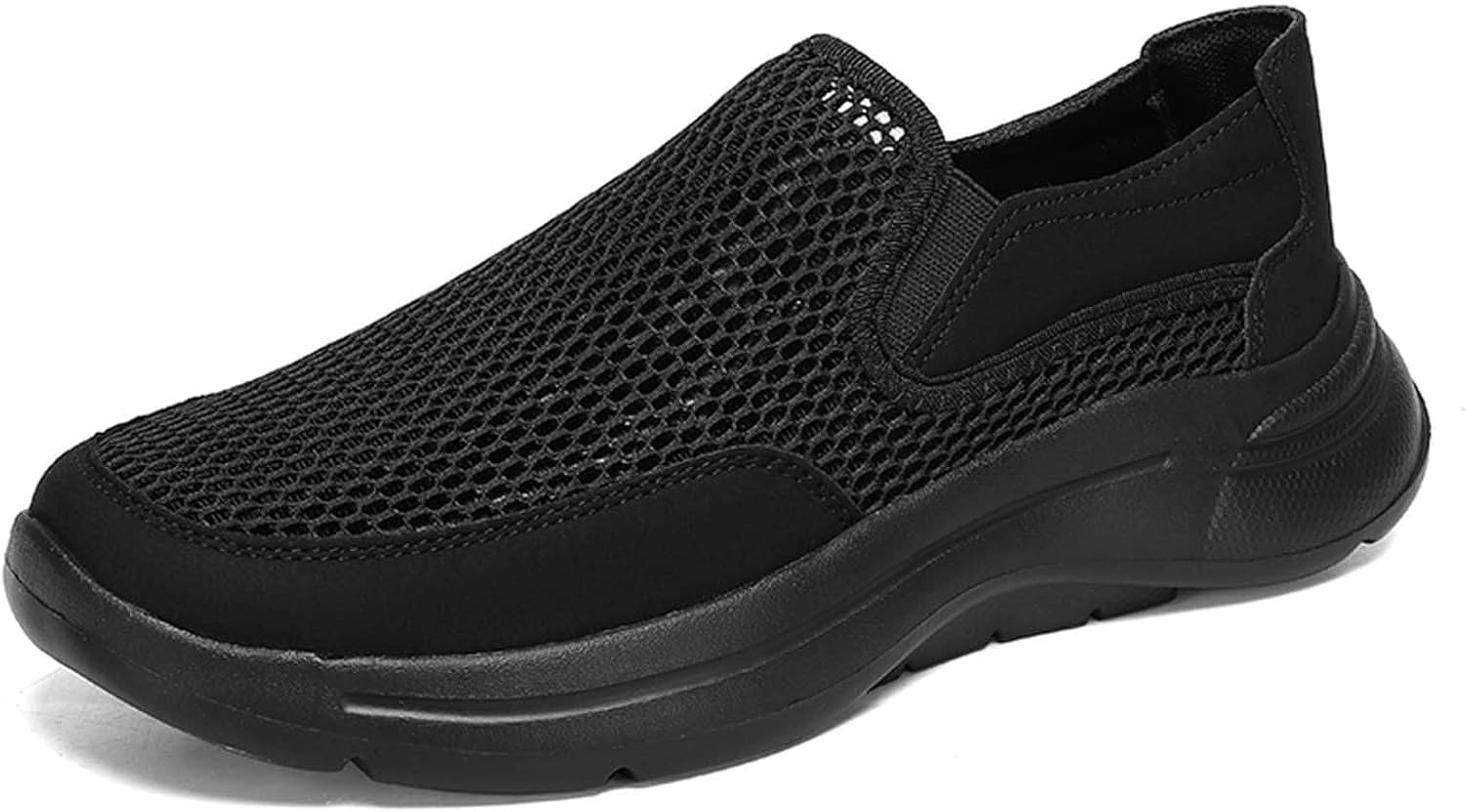 

Мужские легкие дышащие слипоны кроссовки для ходьбы, бега, тренажерного зала, йоги, активного отдыха летом и весной Generic, черный