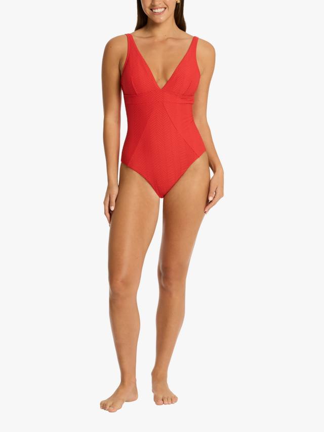 

Купальник Caracus с вырезом Scoop Back и панельными линиями Sea Level, Spice Red