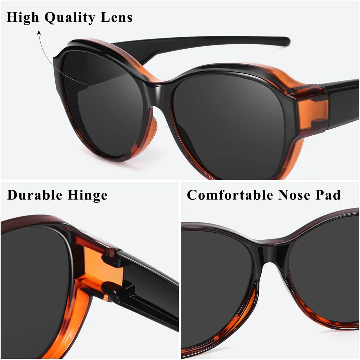 

Поляризованные очки Br'Guras увеличенного размера, надеваются поверх солнцезащитных очков, подходят для женщин и мужчин, для вождения и езды, B1-amber Leopard Black