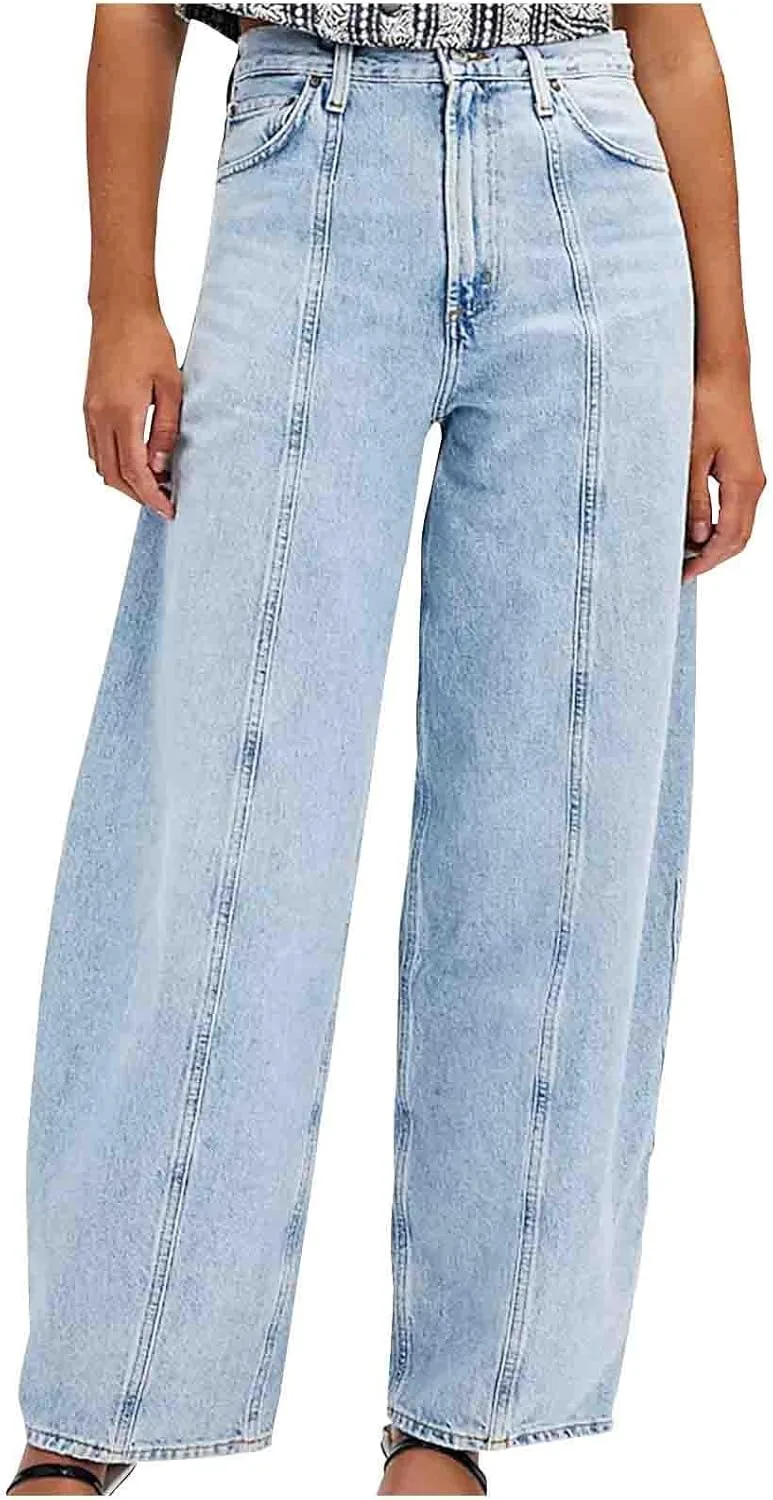 Женские джинсы Baggy Barrel High Waisted Wide Leg Stretchy