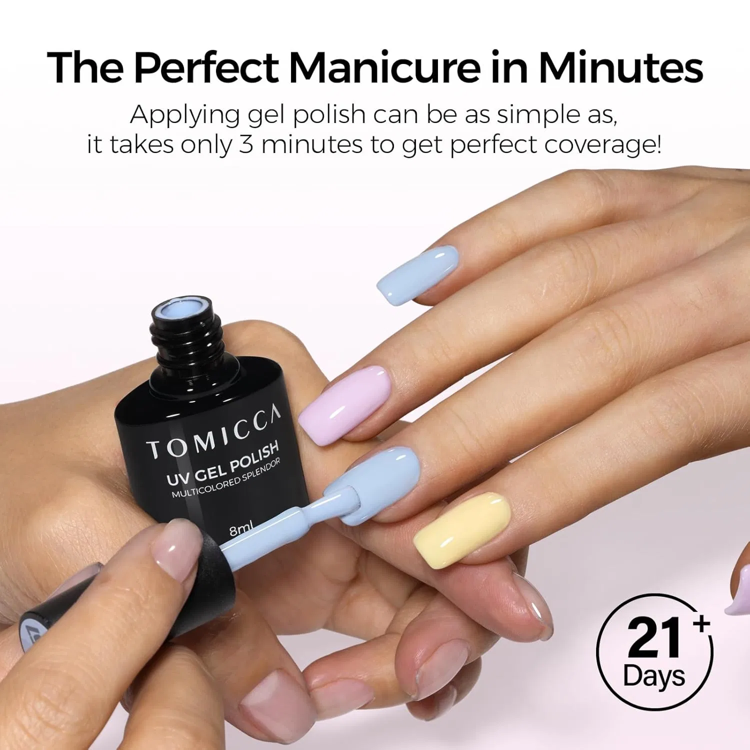 Набор пастельных гель-лаков для ногтей TOMICCA, 6 цветов Tomicca, Macaron Pink Blue Yellow Purple Green — фото 4