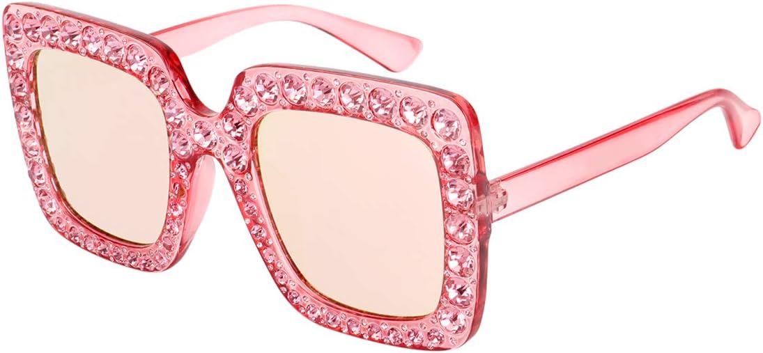 

Солнцезащитные очки MEETSUN Elton Square со стразами | Крупные блестящие очки для женщин в оправе с бриллиантами | Ретро 70-х для пляжа и дискотеки, Pink Frame/Pink Mirrored Lens