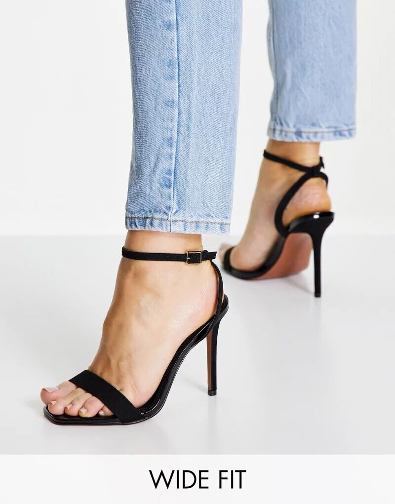 

Черные изящные босоножки широкого кроя на каблуке ASOS Wide Fit Neva