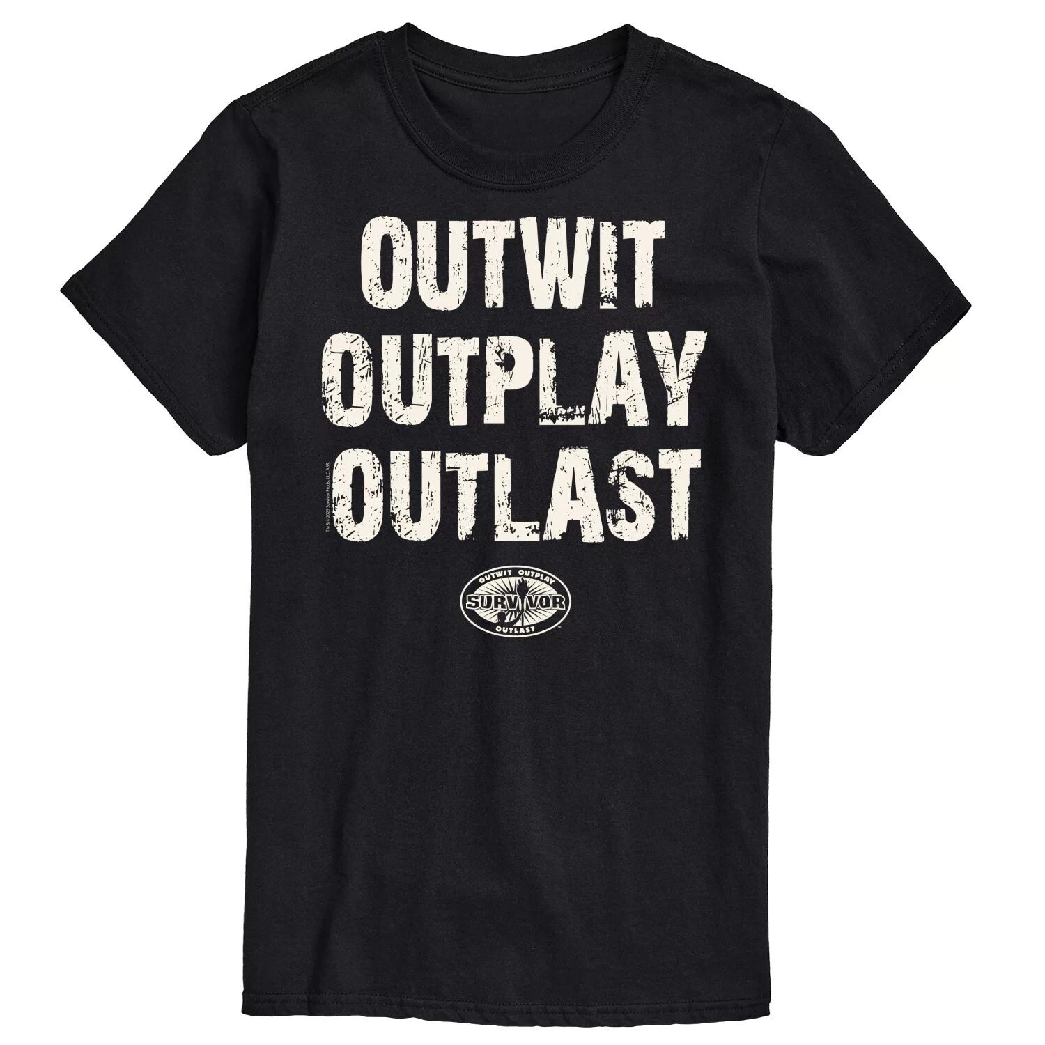

Футболка Big & Tall Survivor Outwit Outplay Outlast с рисунком License, черный