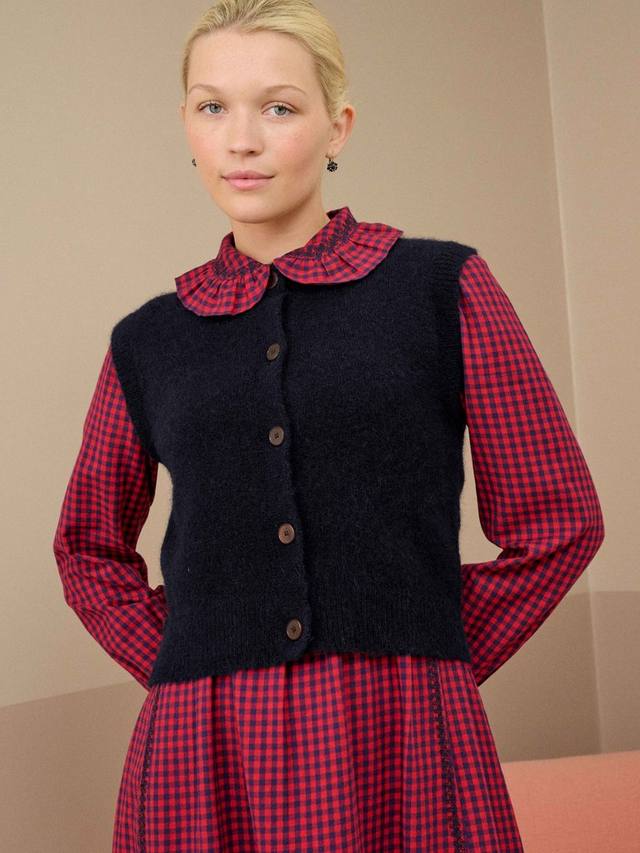 

Шерстяной жилет с круглым вырезом и застежкой Brora, Ink