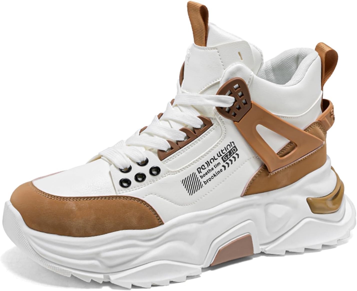 

Мужские высокие кеды повседневные спортивные ботинки массивные высокие модные кроссовки для мужчин Spwagym, белый/хаки