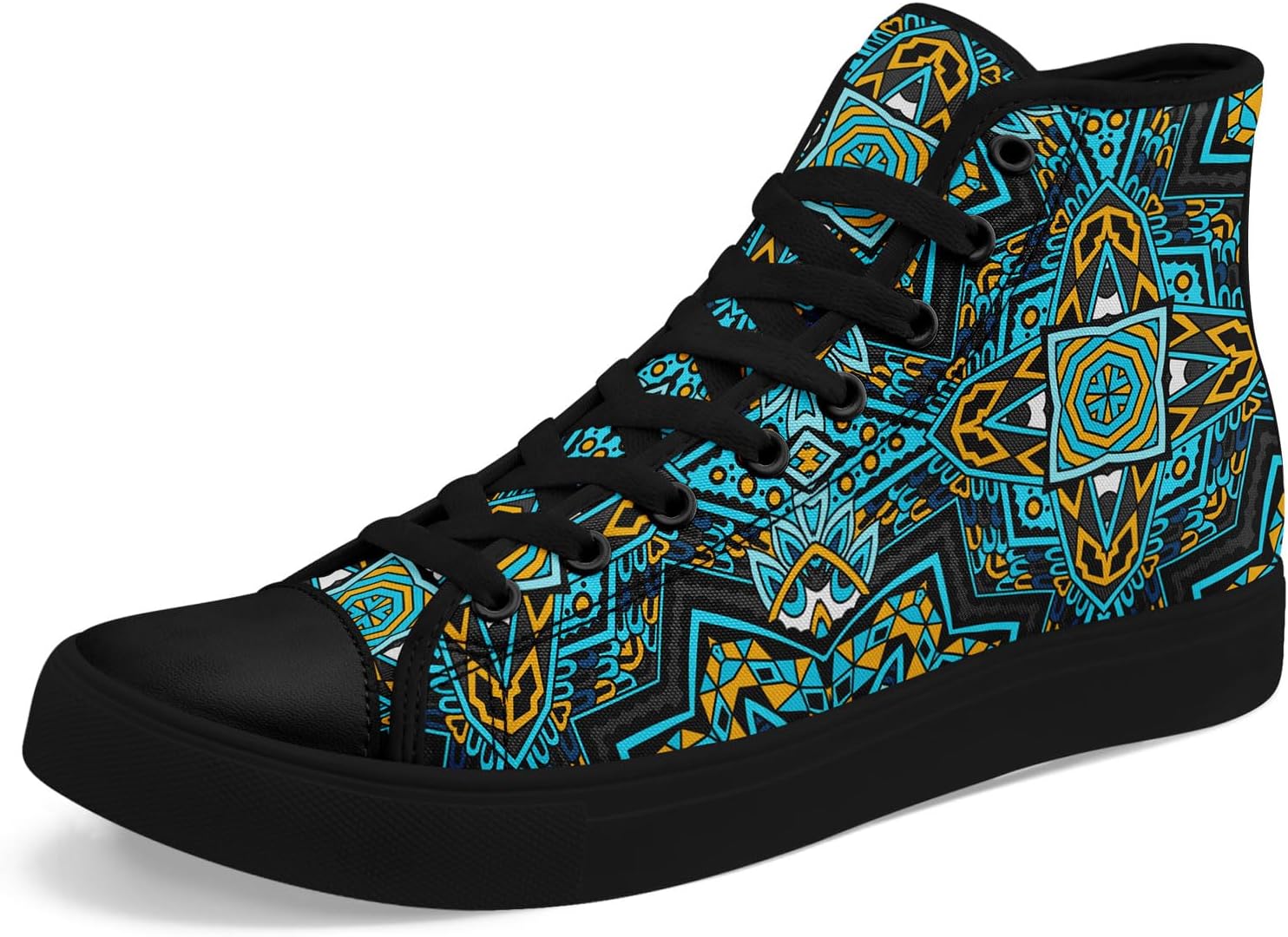 

Высокие кеды из канвы для мужчин и женщин - дышащие, легкие, этнические повседневные туфли с прочной резиновой подошвой Awsole, черный